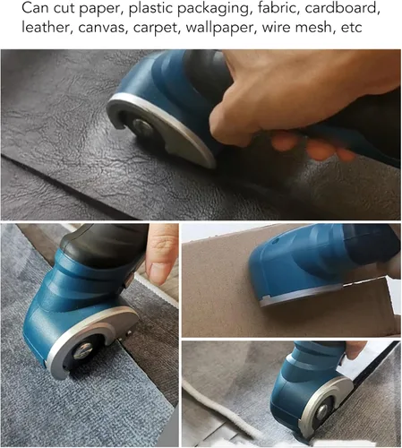 Vista 3 de Tijeras eléctricas inalámbricas, cortador de cartón giratorio potente, tijeras de tela profesionales resistentes para manualidades, costura, cartón