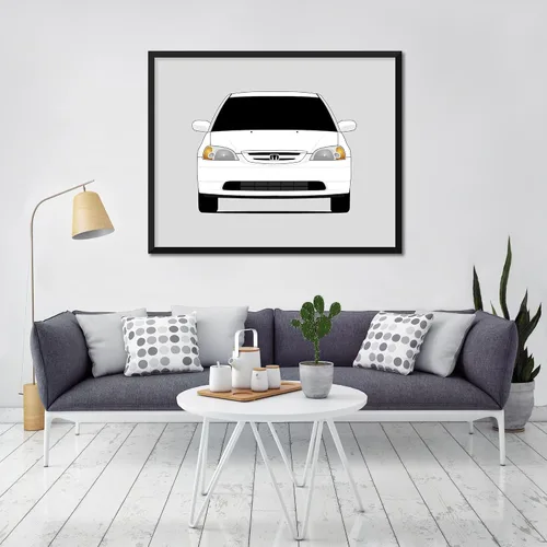 Vista 9 de Custom Car Posters Handmade Poster compatible with Honda Civic Coupe (2000-2005) 7th Generation Print Wall Art Décor EX HX LX (EM EP ES EU) - 8x10