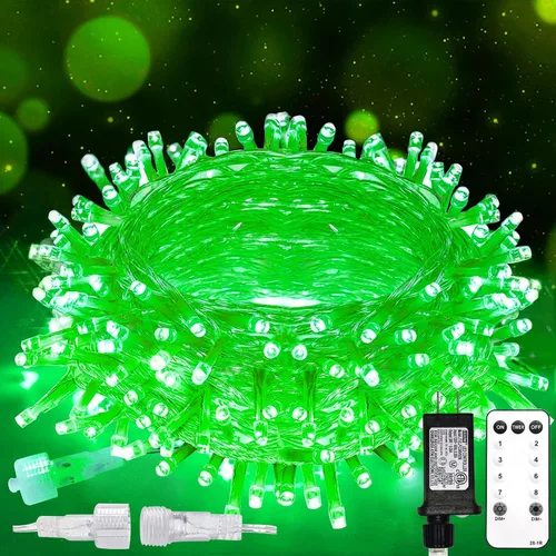 Vista 22 de suddus - Guirnalda 100 luces led conectable, control remoto, enchufe, impermeable, regulable, cable transparente, exterior, otoño, Halloween, Acción