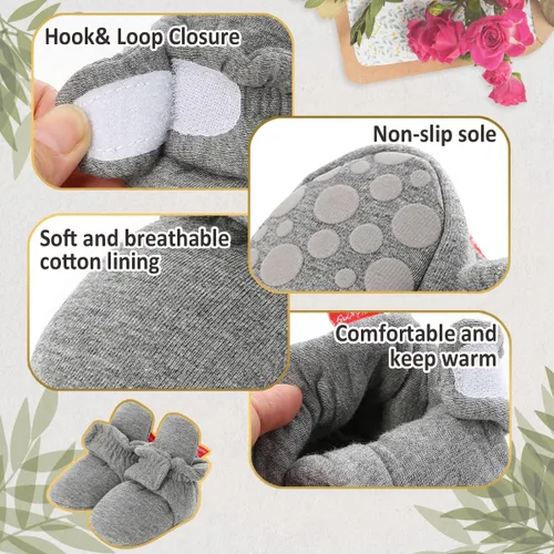 Vista 6 de HsdsBebe Botines unisex con forro polar para bebé, antideslizantes, suela suave, calcetines cálidos para invierno