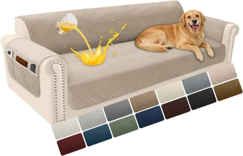 Vista 44 de Fundas de terciopelo 100% impermeables para sofá biplaza, fundas lavables para sofá de 2 plazas, fundas de sofá aptas para mascotas, protector