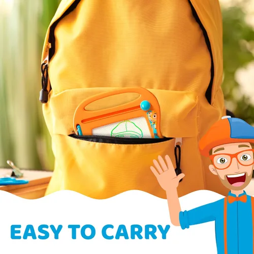 Vista 6 de Lollipop Blippi Pizarra Magnética de Viaje - Una Tableta de Dibujo Portátil para Niños, Completa con Lápiz Magnético y Perilla Borradora, Excelentes