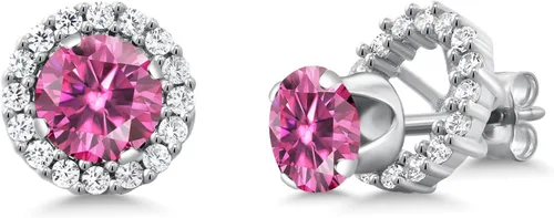 Vista 195 de Gem Stone King Aretes redondos de plata de ley 925 de 0.236 in con piedra natal extraíble para mujer