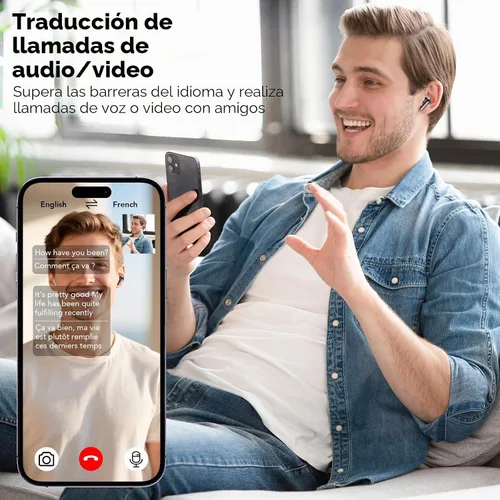 Vista 5 de Auriculares de traducción AI en tiempo real, 134 idiomas Traductor Negro