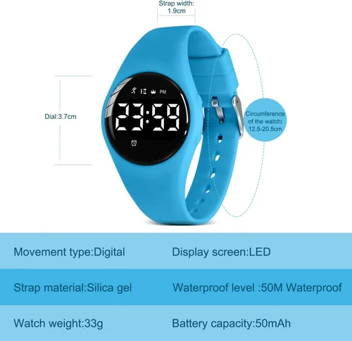 Vista 6 de Reloj deportivo digital para niñas y niños, monitor de actividad física con reloj despertador, cronómetro, relojes impermeables sin aplicación
