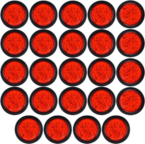 Vista 31 de Astra Depot Juego de 4 unids rojo 4 "redondo 12 LED Stop Running Luz trasera Ojal Plug para vehículo largo camión remolque