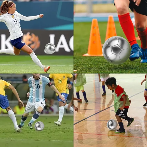 Vista 4 de Linkidea Balón de fútbol de color plateado tamaño 5, pelota de fútbol oficial tamaño partido, idea de regalo para fútbol de estilo libre