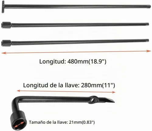 Vista 2 de Dr.Roc Kit de herramientas de neumático de repuesto con mango de gato de neumático de repuesto y llave de rueda compatible con modelos seleccionados