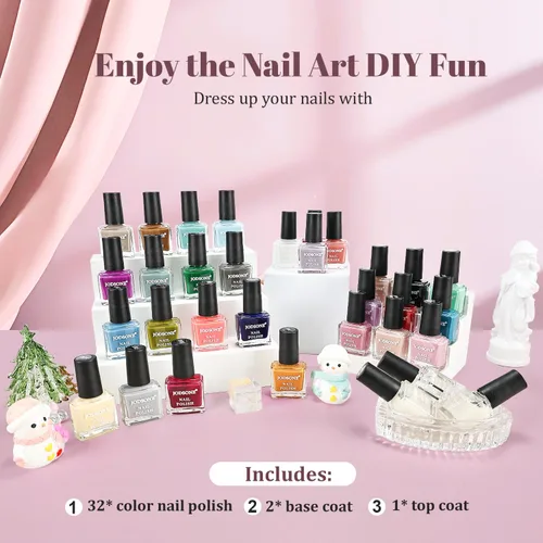 Vista 8 de JODSONE Juego de esmaltes de uñas de secado rápido de 32 colores de 0.17 onzas líquidas, juego de esmalte de uñas de San Valentín con 1 capa