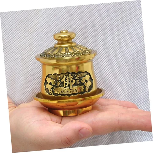 Vista 6 de Taza de agua bendita tibetana para decoración del hogar, cuenco decorativo de atención plena, cuencos de altar, tazas de cerámica budista, taza