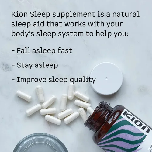 Vista 2 de Kion Duerme Duerme rápido, permanece dormido y mejora la calidad del sueño Soporte para dormir alimentado por aminoácidos 30 porciones