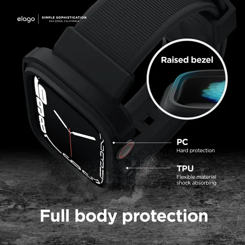Vista 3 de elago Armor - Funda con correa compatible con Apple Watch 9/8/7, compatible con iWatch de 1.772 pulgadas, 1.614 pulgadas, protección completa