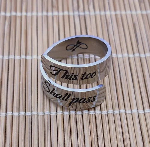Vista 18 de HOFOYA Anillos inspiradores ajustables de acero inoxidable, anillos de grabado, joyería motivacional, graduación, San Valentín, regalos