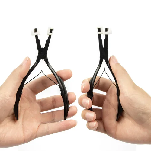 Vista 6 de Cinta en herramienta de extensión, alicates de sellado de extensiones de Alicates negros de acero inoxidable con almohadillas antideslizantes
