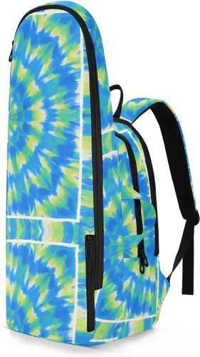 Vista 2 de Sporting Goods Tennis Bag BreathableTie-dye Blue Green Circle 2 Rackets Padded Tennis Bag Gym Bag for Men Women Tennis Sport Tenis