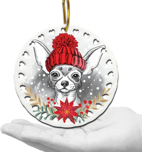 Vista 7 de BELLA BUSTA -Adorno de Navidad para perros, decoración navideña para amantes de los perros, estampado de Navidad UV