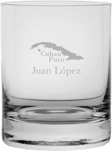 Vista 16 de Bolívar Cuban Cigar Temático Grabado 11oz Crystal Rocks Whisky Glass