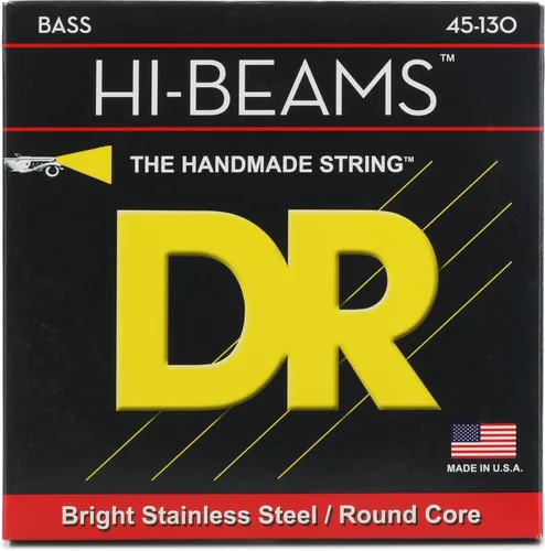 Vista 18 de DR Strings - Hi-Beams - Juego de cuerdas para bajo de 4 cuerdas - Mediano 45-105 - Núcleo redondo de acero inoxidable - Accesorios para bajo (MR-45)
