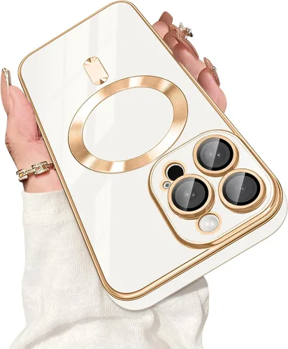 Vista 20 de Dinick Funda diseñada para iPhone 13 con magnética [cubierta de cámara integrada] compatible con MagSafe suave TPU con purpurina, antiarañazos