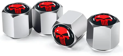 Vista 10 de Ajxn Paquete de 4 tapas de válvula de neumático con calavera para rueda de coche, cubiertas herméticas a prueba de polvo, tapas universales