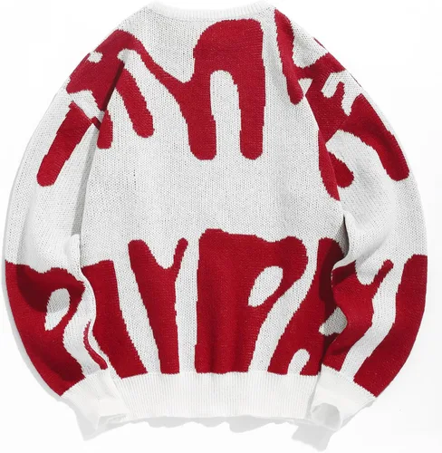 Vista 77 de ZAFUL Y2K - Suéter casual con estampado de llama estética para hombre, suéter de punto holgado, manga larga, cuello redondo