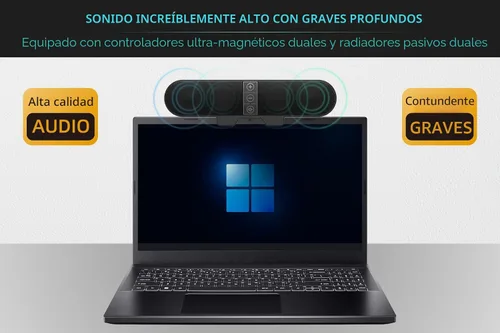 Vista 4 de Altavoces de computadora para monitor de computadora de escritorio, enchufe USB, con cable, barra de sonido de computadora para PC, altavoces