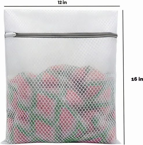 Vista 4 de 10 bolsas de lavandería de malla para lavado, bolsas de lavandería duraderas de doble capa de malla de panal para ropa delicada, 12 x 16 pulgadas