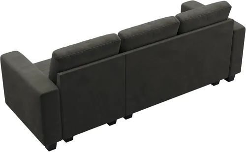 Vista 9 de Belffin Sofá modular de terciopelo de 3 plazas para sala de estar, color gris