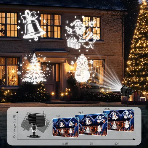 Vista 6 de Proyector de luces de Navidad para exteriores, proyector de luz de Navidad dinámico 3D luces de Navidad para exteriores, iluminación decorativa