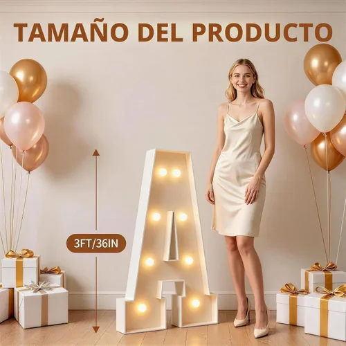 Vista 5 de imprsv Letras iluminadas grandes de 3 pies, letras iluminadas de marquesina para fiesta de cumpleaños (3 pies, letra y )