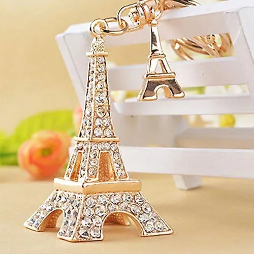 Vista 3 de Yosoo llavero de cristal con estrás, de búho, regalo con dije colgante para bolsa, Eiffel Tower