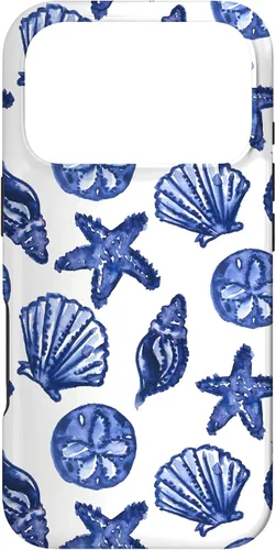 Vista 30 de Funda azul para iPhone 16, diseño de conchas marinas náuticas para nieta costera