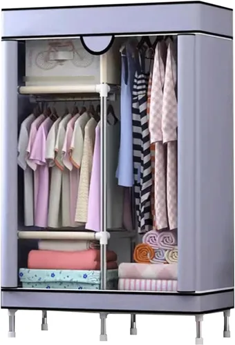 Vista 13 de large closets Wardrobe Closet with Pattern Cloth Cover Wardrobe Closet Steel Rack Closet for Clothes Saves Space Portable Storage Closet Space-saving