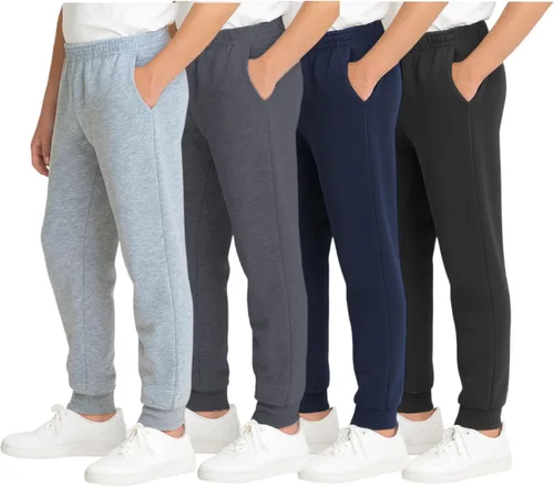 Vista 2 de Coney Island Pantalones deportivos para niños, paquete de 4 pantalones deportivos con bolsillo, pantalones deportivos suaves para niños