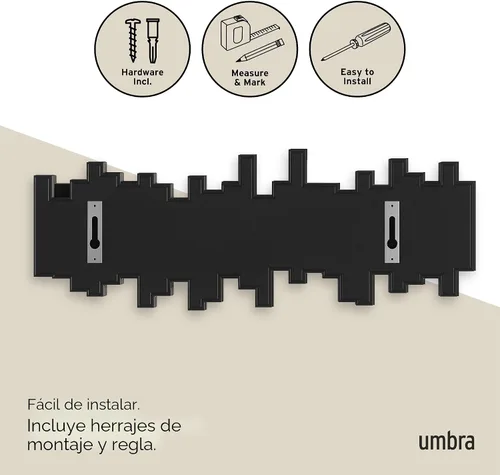Vista 6 de Perchero de pared de barras con cinco ganchos de Umbra