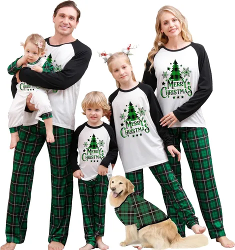 Vista 19 de OAKFashion Conjuntos de Pijamas Familiares de Navidad, Pijamas Familiares a Juego de Navidad Ropa de Dormir Pjs