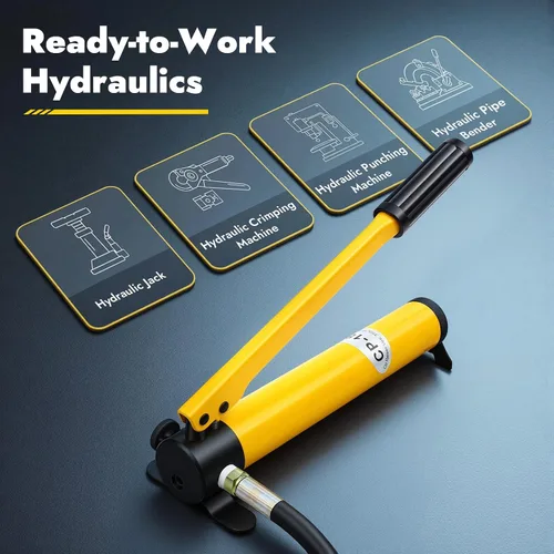 Vista 7 de Bomba de mano hidráulica 10T 10000Psi Tipo Separado Kit de bomba hidráulica manual de Ram con mango antideslizante Bolas de acero y anillo