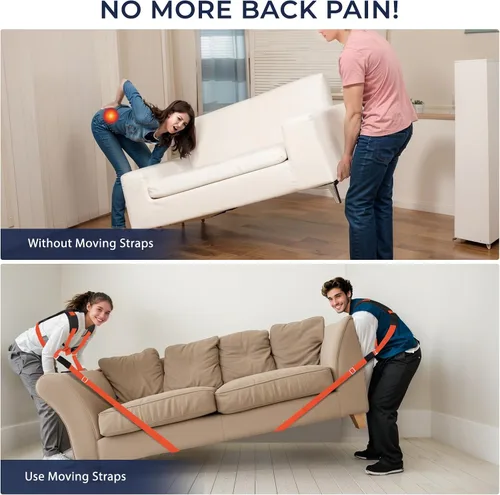 Vista 3 de Ytonet Correas de Mudanza, Sistema de Elevación y Movimiento para 2 Personas, Correas de Elevación de Muebles con Soporte Acolchado para la Espalda