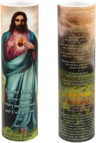 Vista 4 de Vela de oración devocional sin llama LED Sagrado Corazón de Jesús
