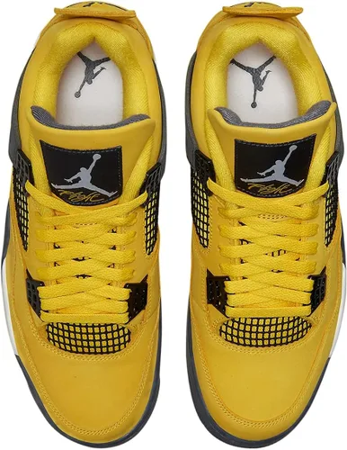 Vista 4 de Tenis de baloncesto para hombre Jordan 4 Retro Lighting Yellow, amarillo relámpago