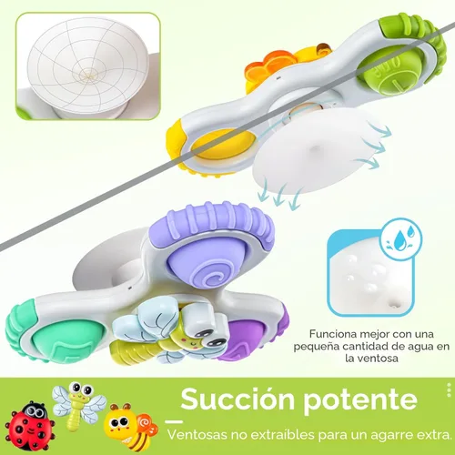 Vista 3 de ALASOU 3 piezas de juguetes sensoriales de viaje en avión con ventosa para niños de 1 año Novedad Spinning Tops 12 18 meses Regalo de cumpleaños