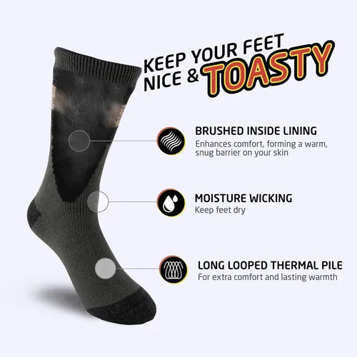 Vista 4 de HOT FEET - Calcetines térmicos para hombre, paquete de 24unidades, calcetines para frío extremo, para botas, calcetines de invierno con aislamiento