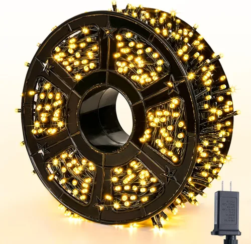 Vista 18 de JMEXSUSS Guirnalda de luces de Navidad de 200 LED azules y blancas, 66 pies, de exterior, expansible, para árbol, fiesta o decoración de hogar