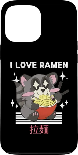Vista 23 de iPhone 16 I Love Ramen Cute Kawaii Raccoon Eats Ramen Japanese Anime Case