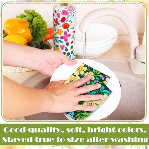 Vista 5 de Redbaker 6 Piezas Rollos de Toallas de Papel Reutilizables Toallas de Cocina a Granel Lavables Sin Papel Paños de Algodón Servilletas de Mano