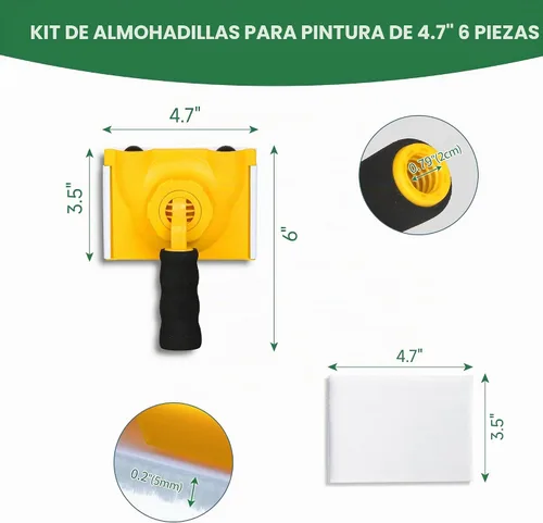 Vista 2 de VOOMEY Cortadora de pintura con mango de rotación de 360° con 5 Rotación mango pintura bordeadora con 5 almohadillas de repuesto