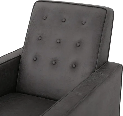 Vista 12 de GDFStudio Macedonia - Sillón reclinable de tela con respaldo copetudo, moderno Pizarra / Espresso oscuro