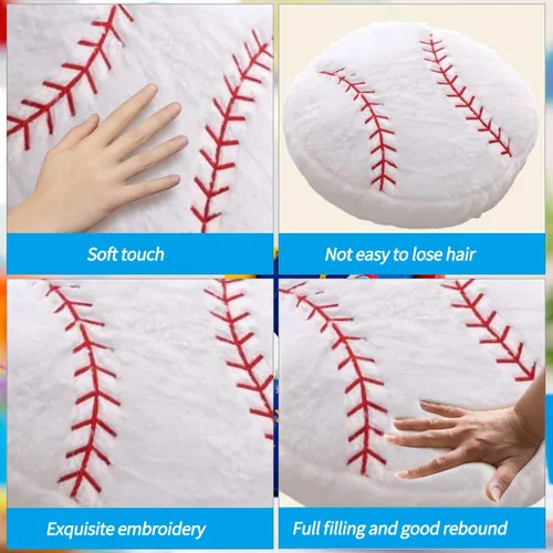 Vista 2 de Almohada Deportiva de Béisbol Suave y Esponjosa Cojín Decorativo Juguete, 14" Juguetes de Peluche de Béisbol Deportivo Duraderos, Juguetes