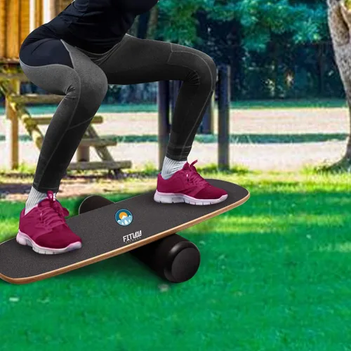 Vista 6 de Fitlaya Fitness Equipo de entrenamiento de madera para entrenamiento de fitness, hockey, patineta, surf y snowboard
