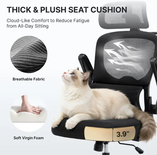 Vista 7 de Yulinck - Silla de oficina minimalista y elegante, silla de escritorio giratoria de altura ajustable, silla universal para computadora para el hogar